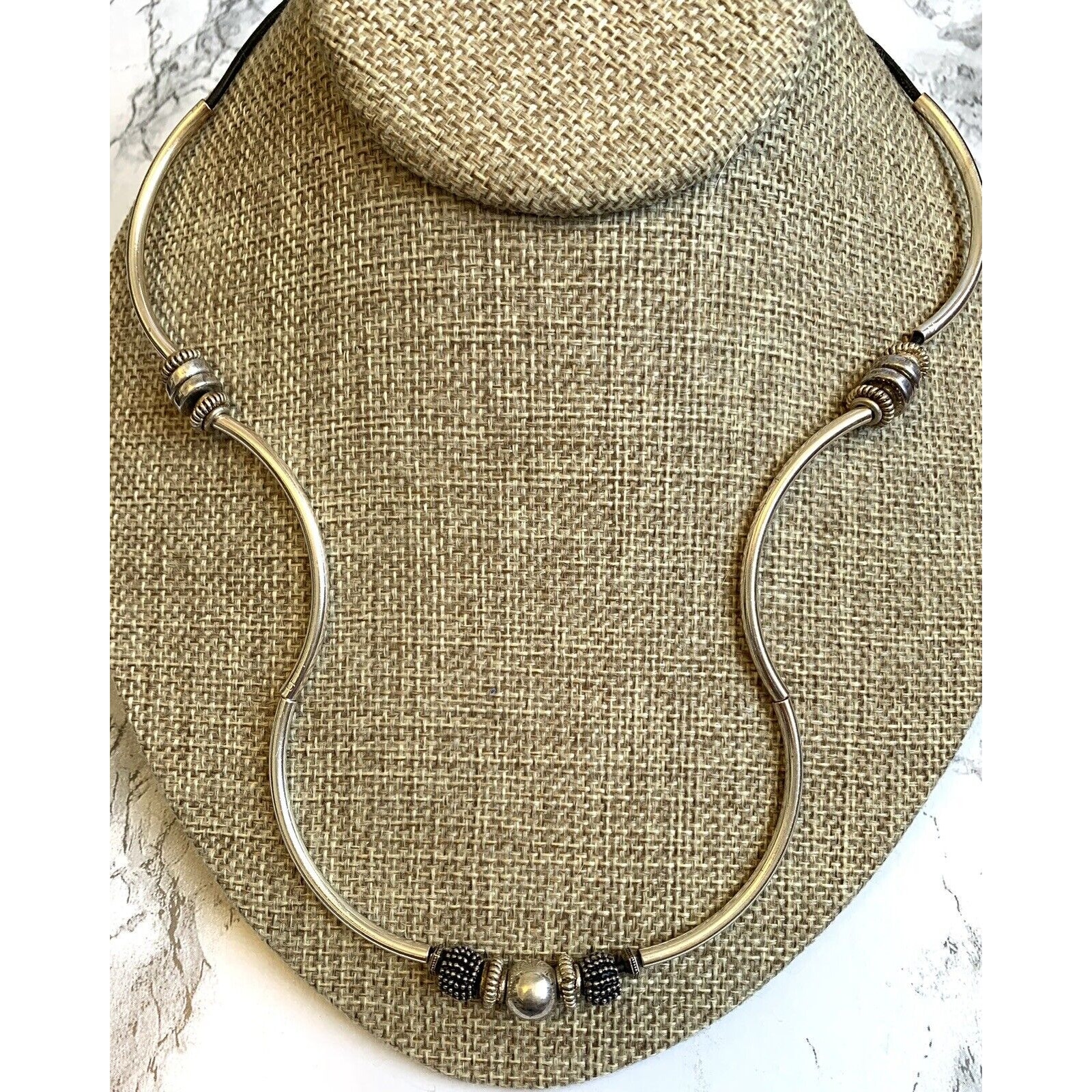 Signed Silver Tone Tube Necklace Lizzy James Single Strand Link 20 Made In Usa 22$